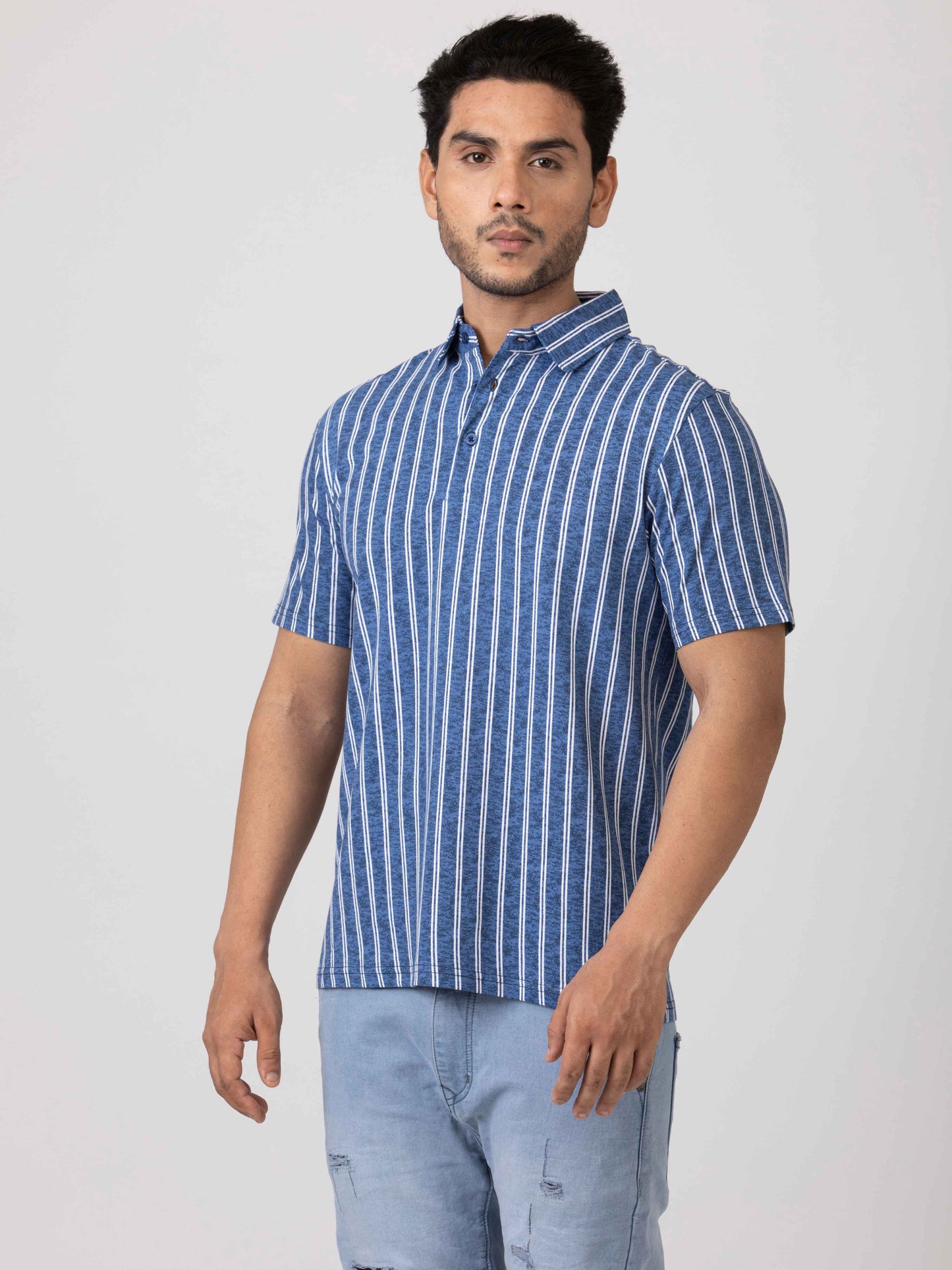Stripe Vibe Modern & Comfortable 100% Cotton Mens Collar T-Shirt