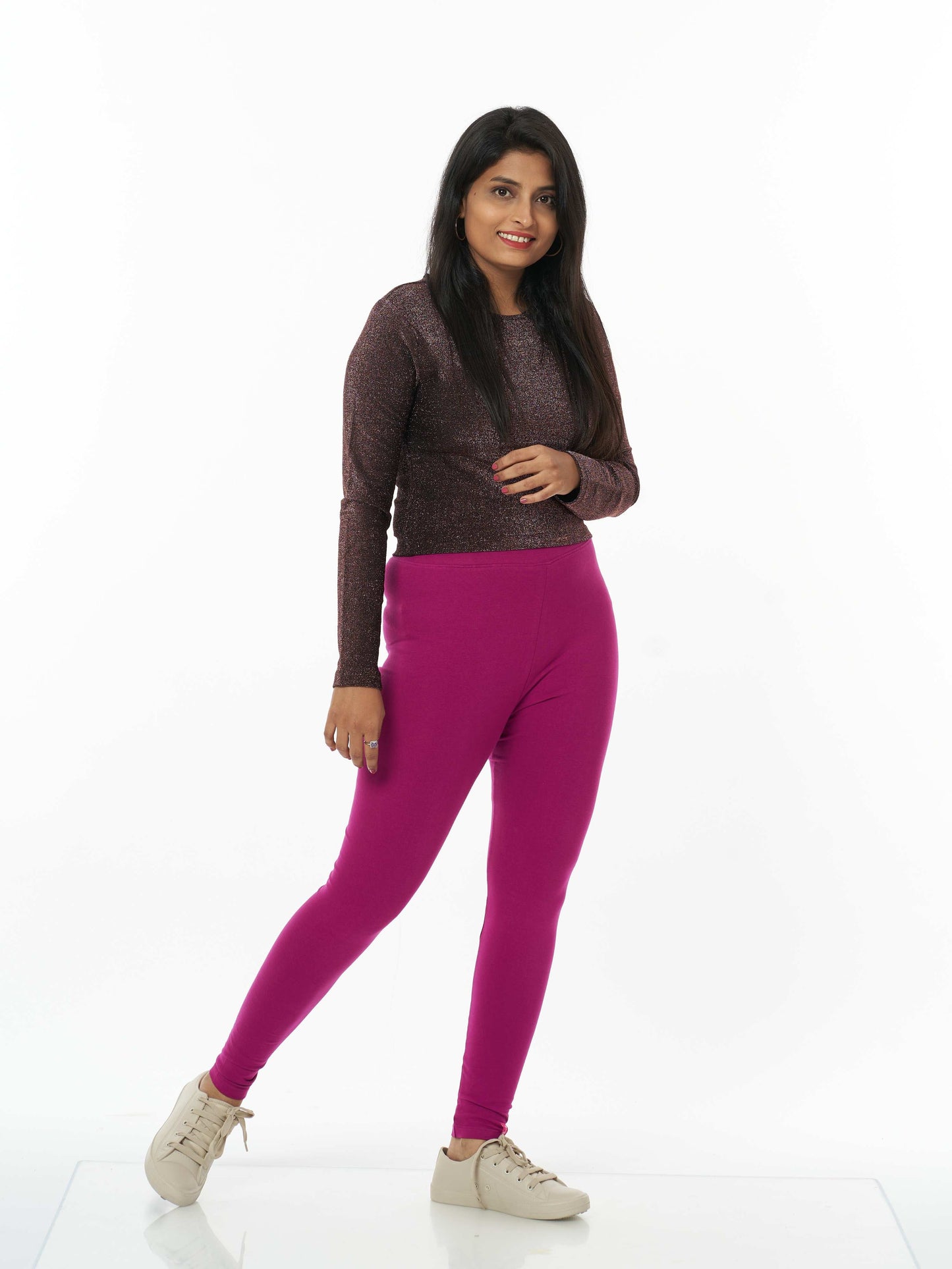 Women's premium full length Stretchy Leggings - Deep Purple