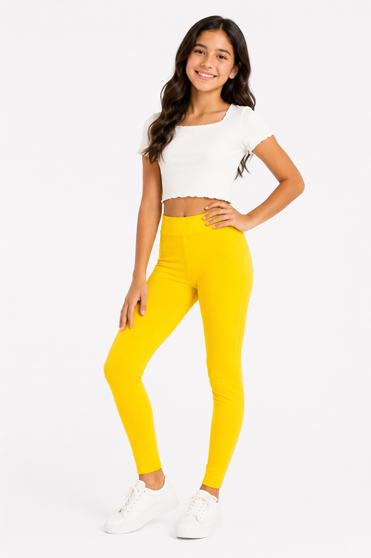 Mango Glow Girls Leggings - Yellow | Full Length