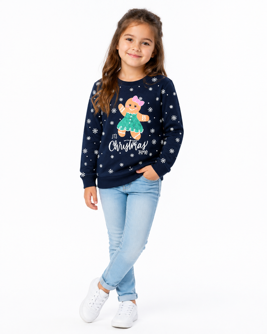 Snowflake Cookie Winter Sweatshirt - Navy