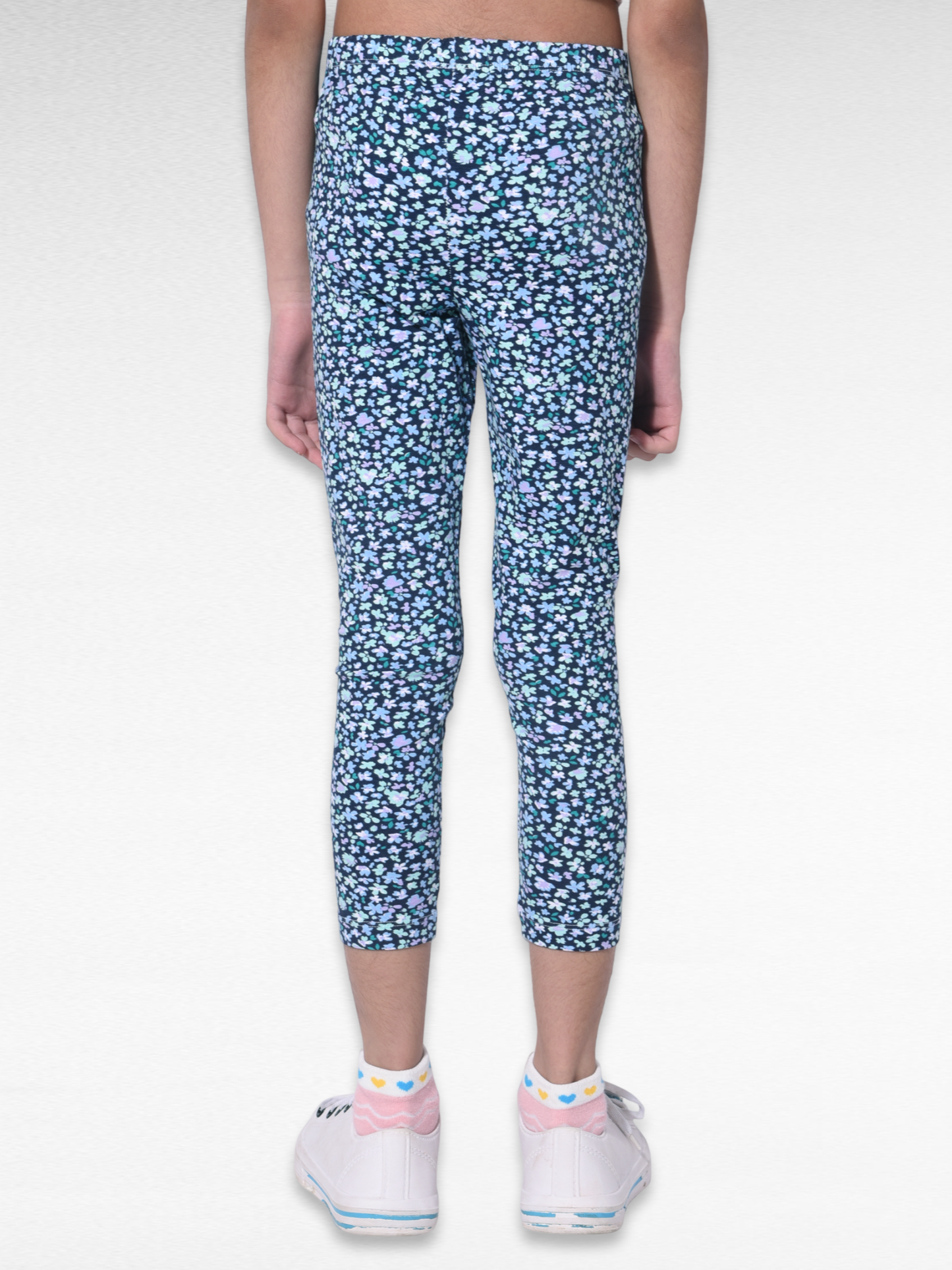 Blue Flower Girls printed leggings