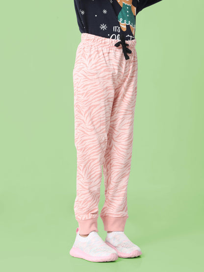 All day comfortable Girls Joggers - Curly stripes