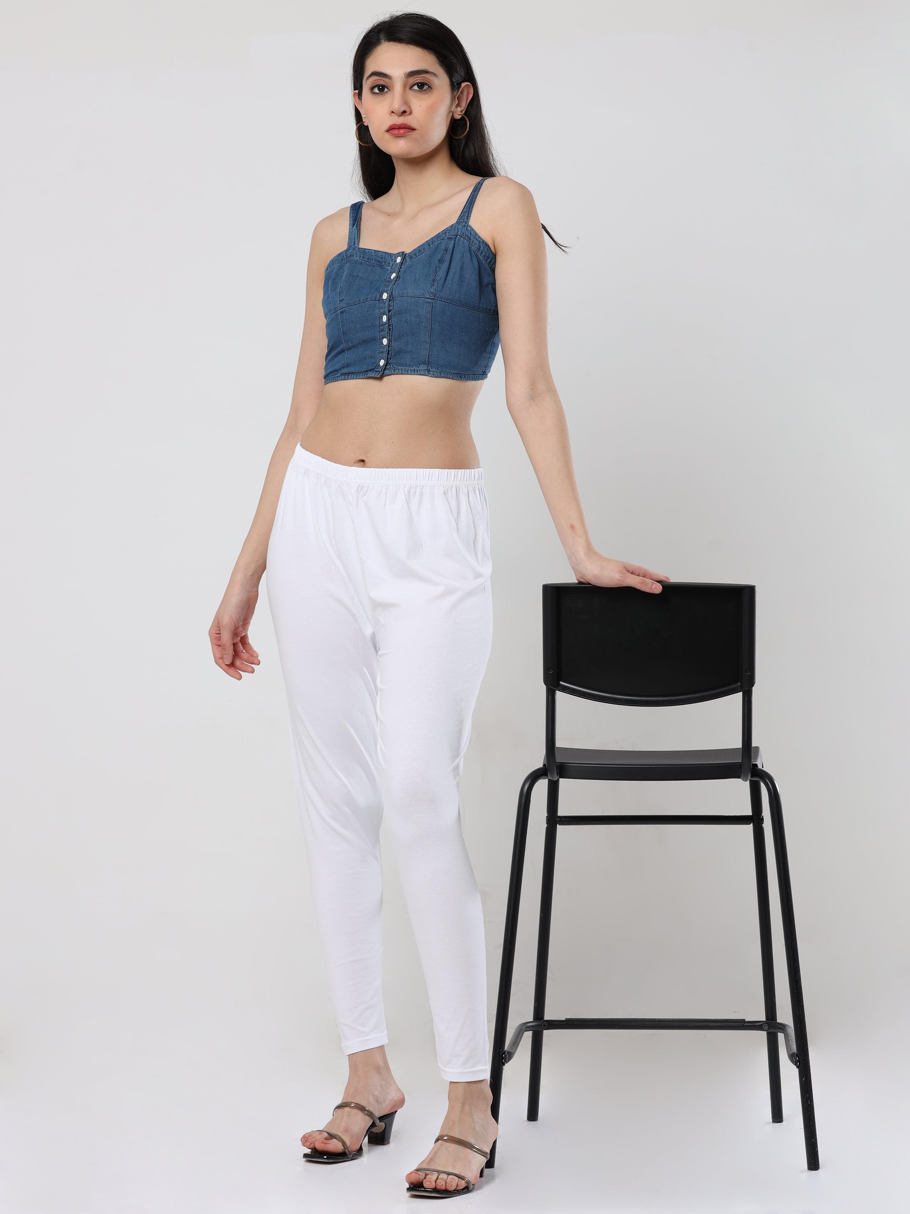 Buy Kryptic White & Maroon Soild Crop Length Leggings - Pack Of 2 for  Women's Online @ Tata CLiQ