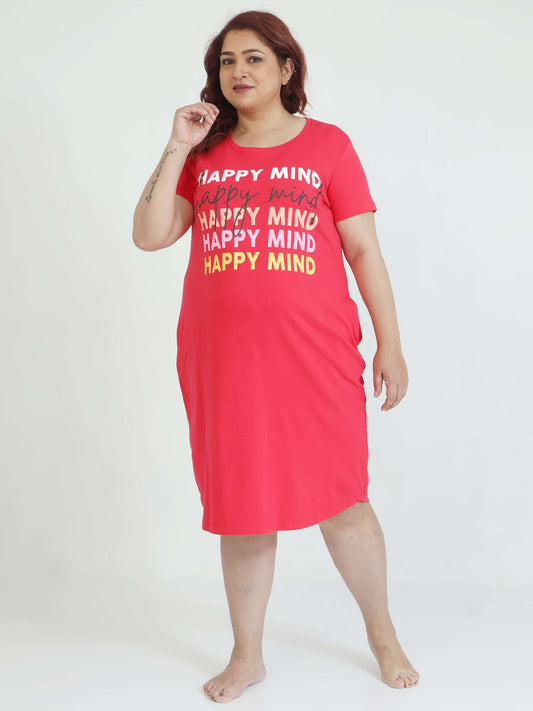 Red Plus Size Short Nighty