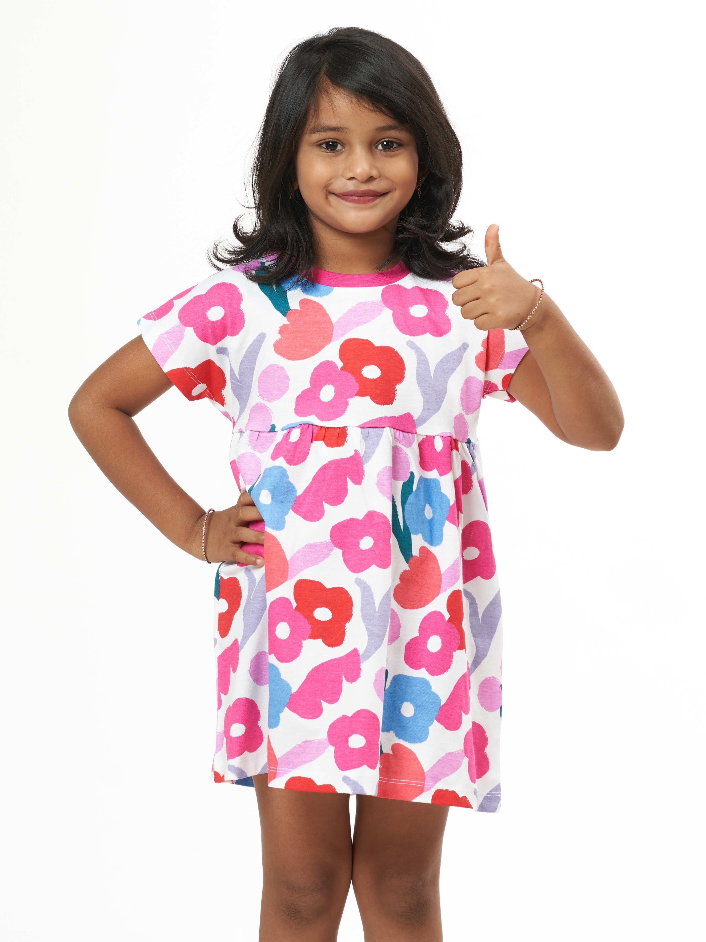 Buy Stylish Blue Blossom Printed Frock For Girls Online – BumbleBees Shop