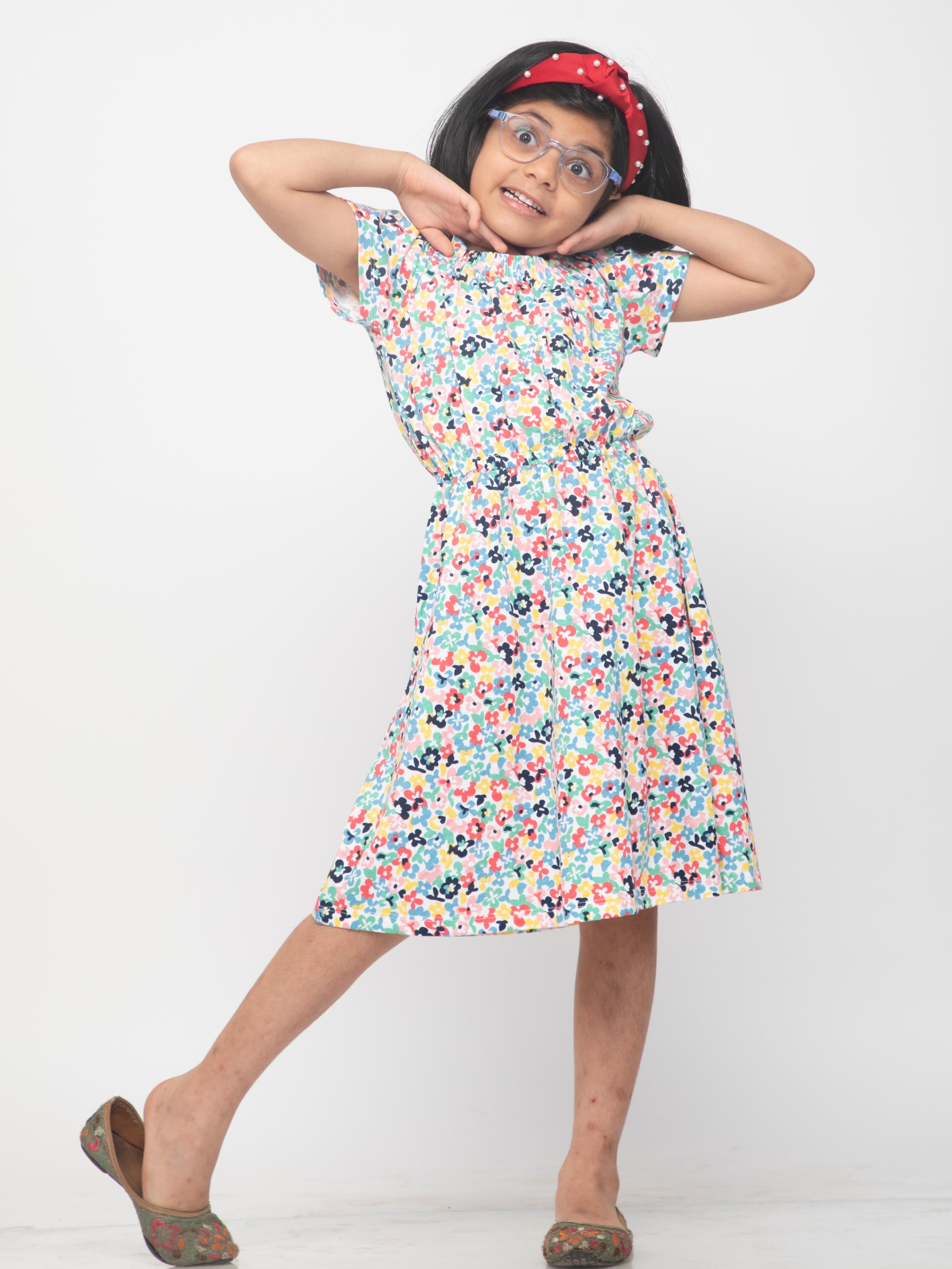 Floral-Print Cotton Frock Navy | Buy Online | Skin Friendly | Titapu