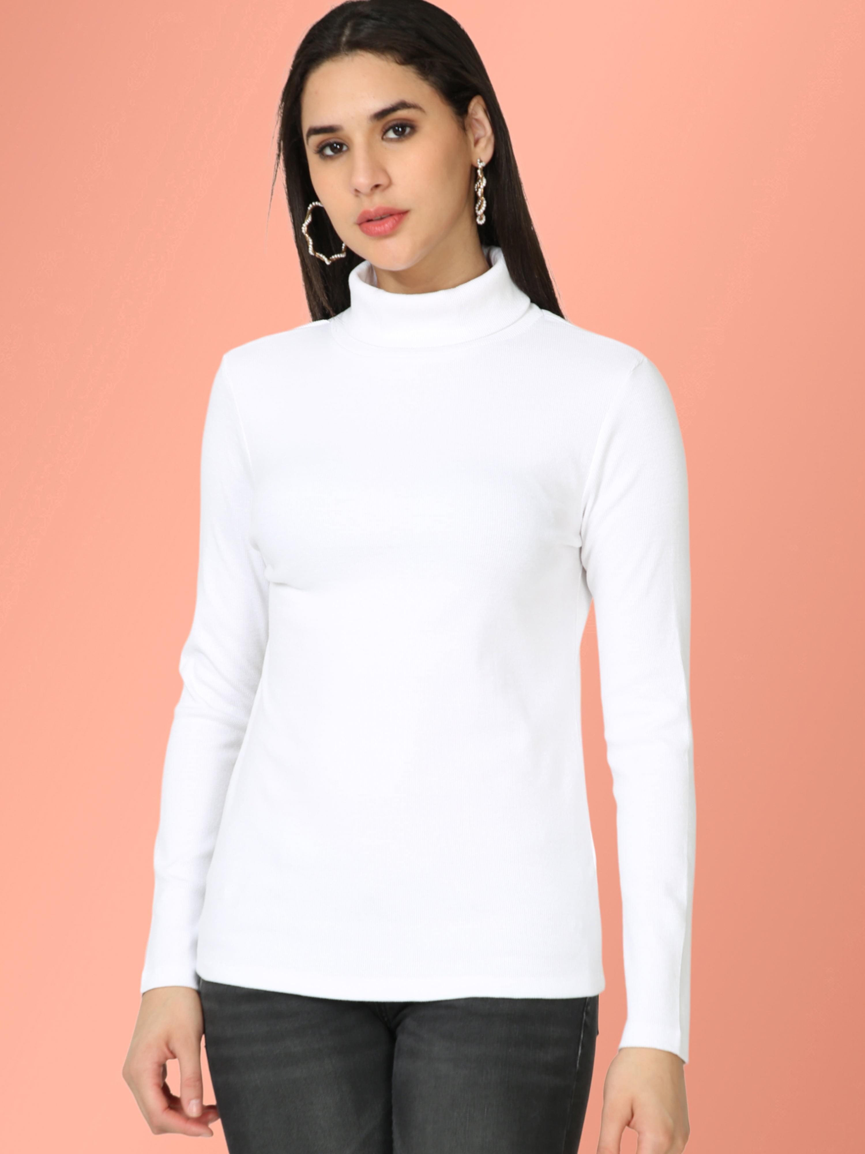 Women's high shop neck white top