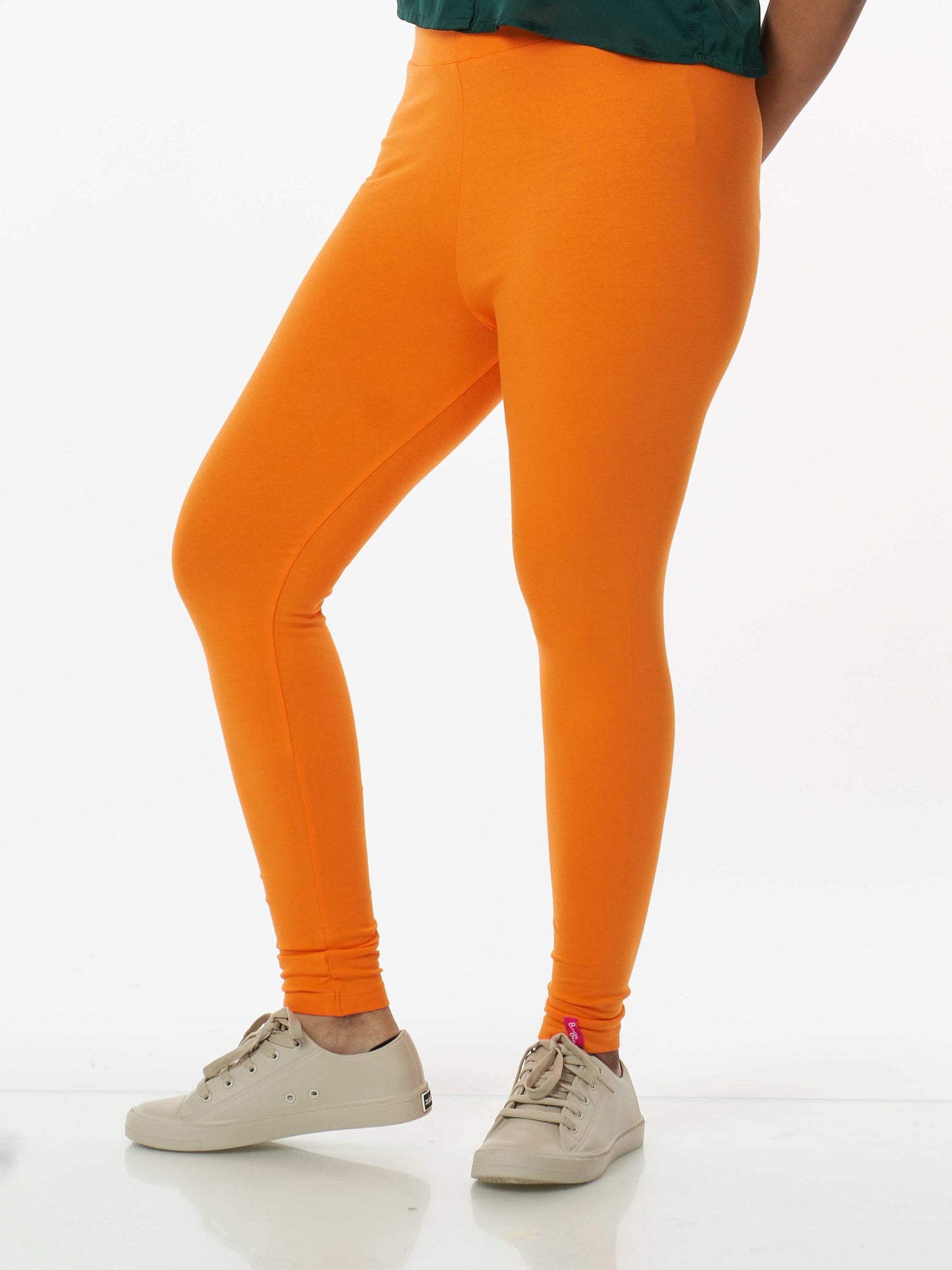Women's premium full length Stretchy Leggings - Orange