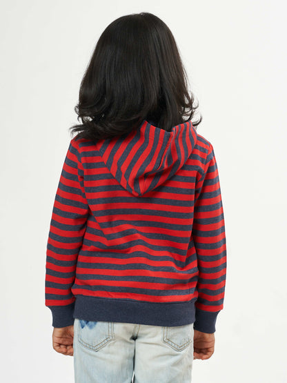 Black & Red Stripes Cozy Girls Pullover Hoodies