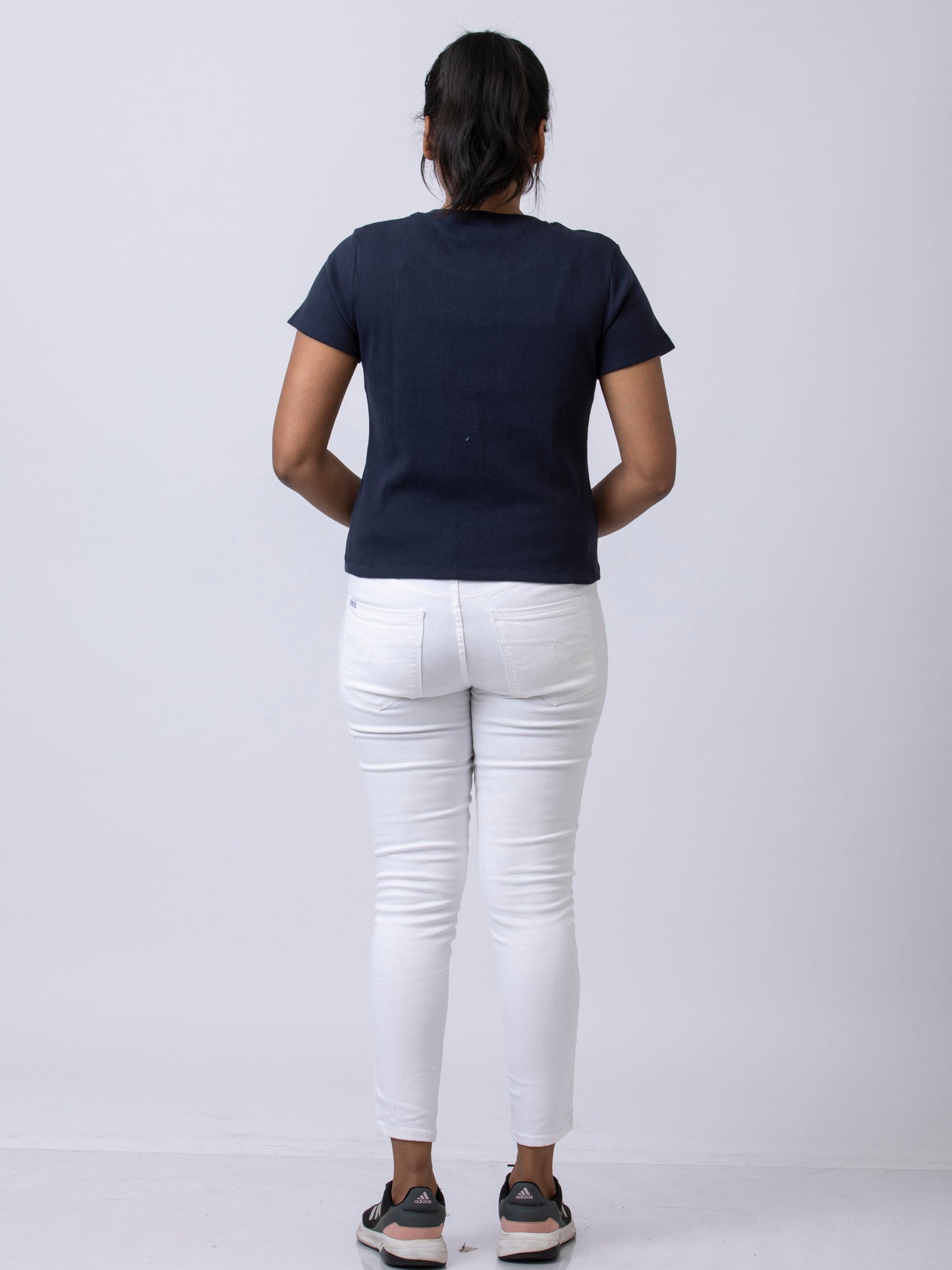 Soft & Premium Women's Printed Cotton T-Shirt - Navy