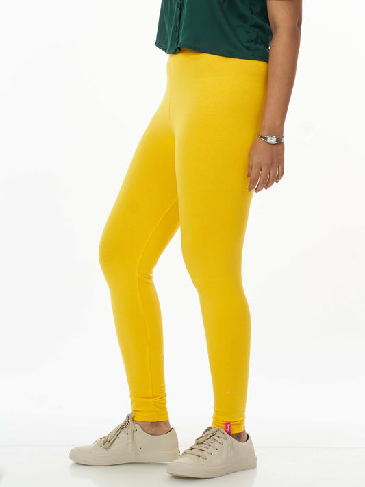 Buy GO COLORS Mustard Womens Solid Leggings