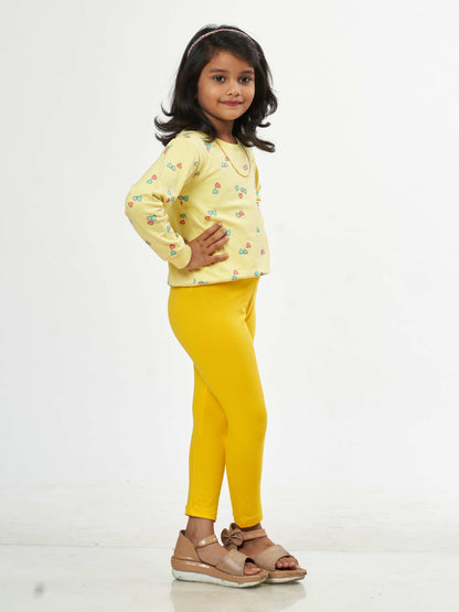 Daily Routine Girls Leggings - Yellow| Ankle Length