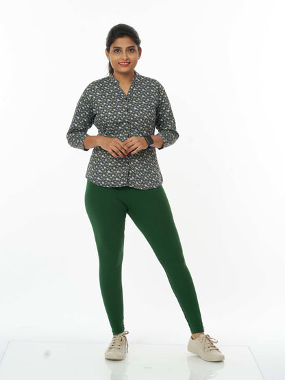 Women's premium full length Stretchy Leggings - Deep Green