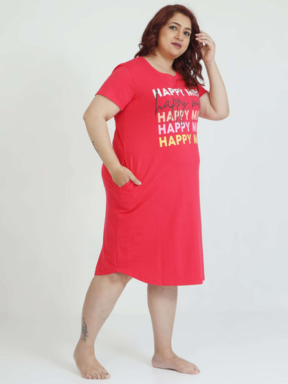 Red Plus Size Short Nighty
