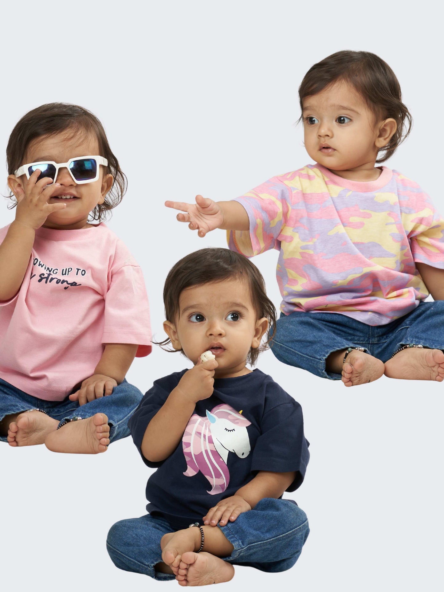 Triple Treat Girl Babies Printed T-Shirts - 3pcs Pack