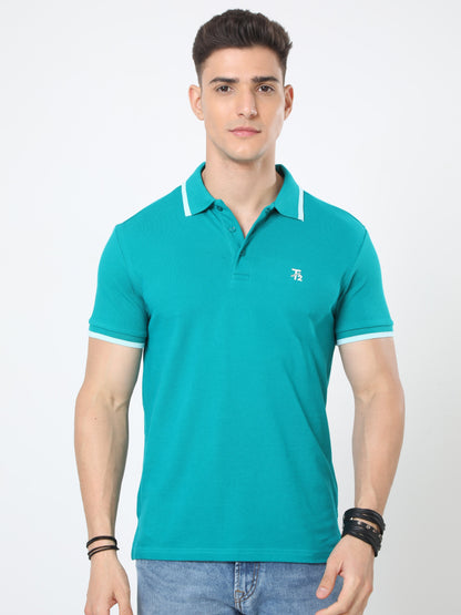 Classic Green 100% Cotton Men's Collar T-Shirt