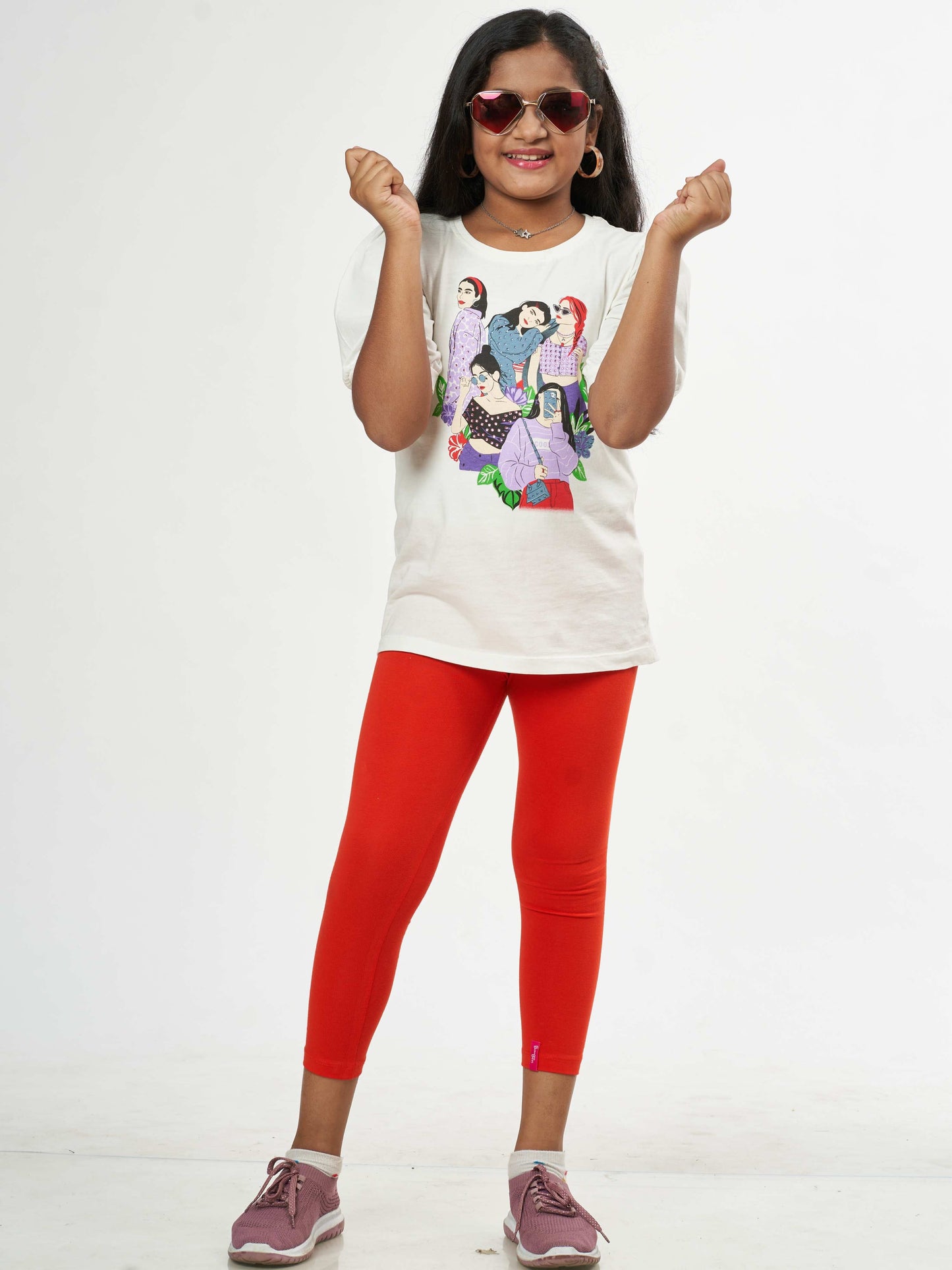 Daily Routine Girls Leggings - Red | Ankle Length