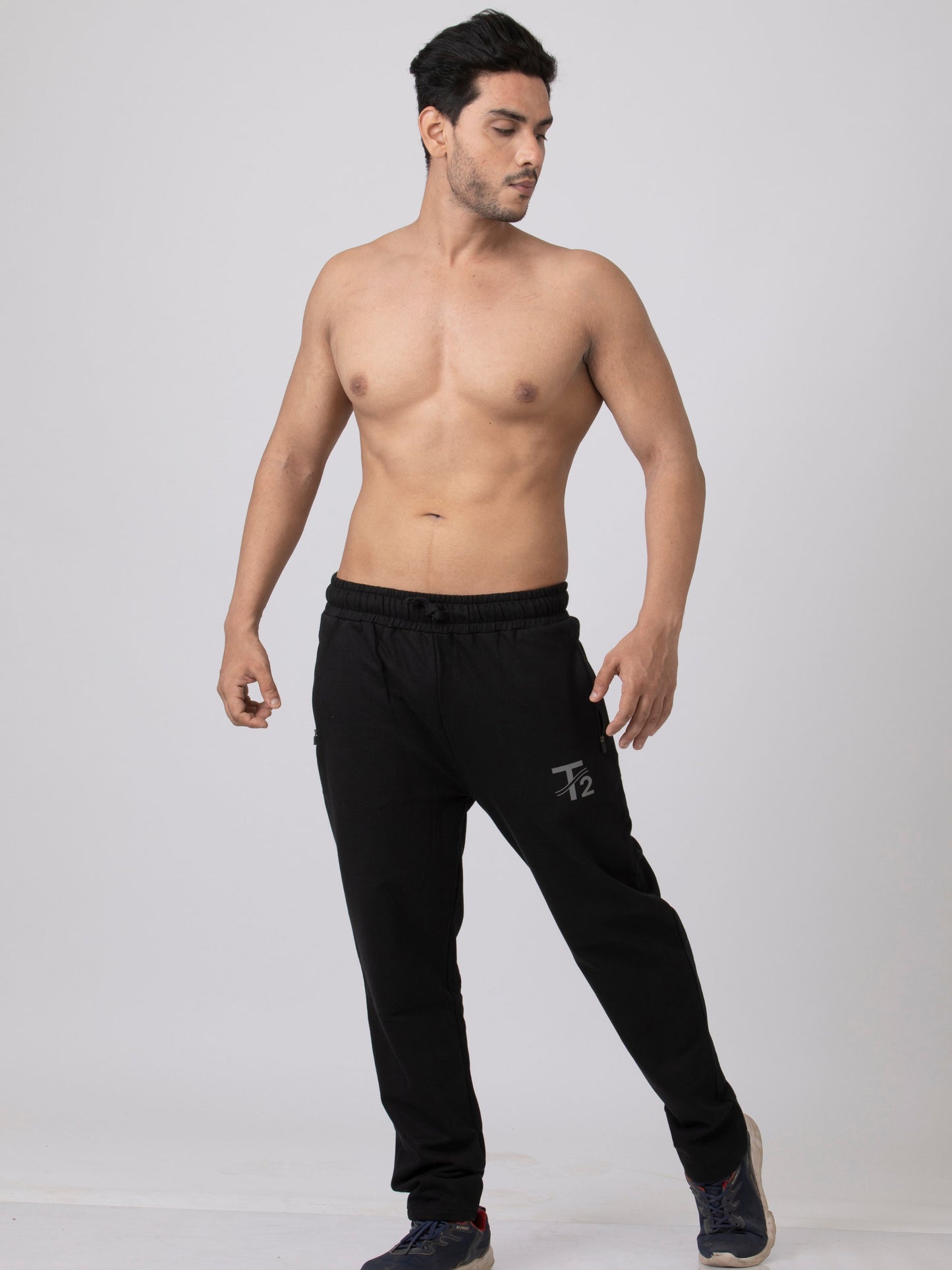Black Stretchy Men's Athleisure Jogger Pant - With Pockets & Zippers