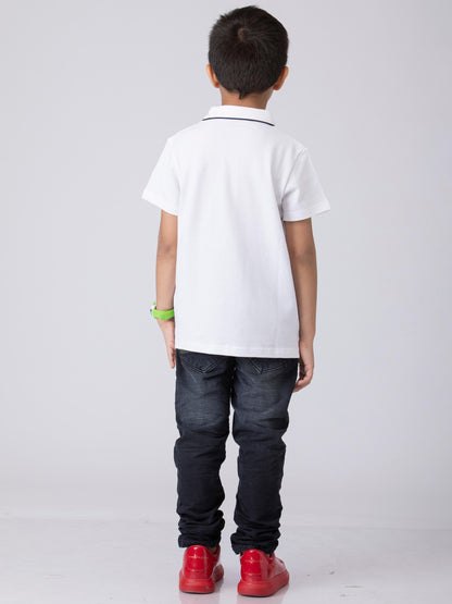Boys Minimal Solid Boys Cottong T-Shirt White