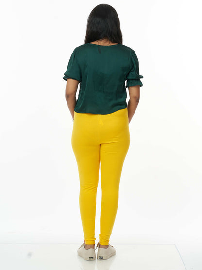 Women's premium full length Stretchy Leggings - Yellow
