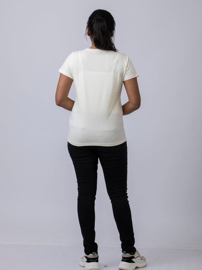 Soft & Premium Women's Cotton T-Shirt - Off White