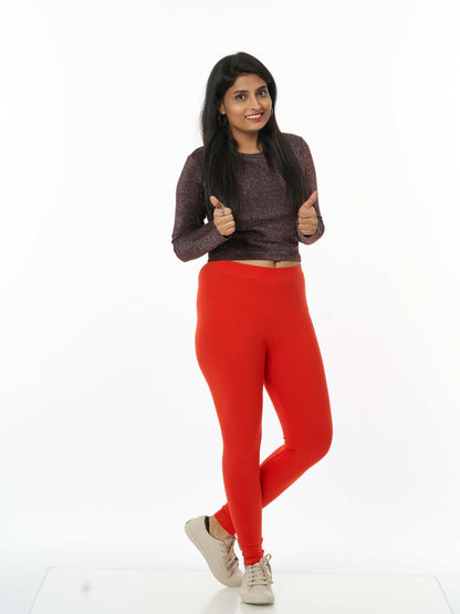 Women's premium full length Stretchy Leggings - Organic Red