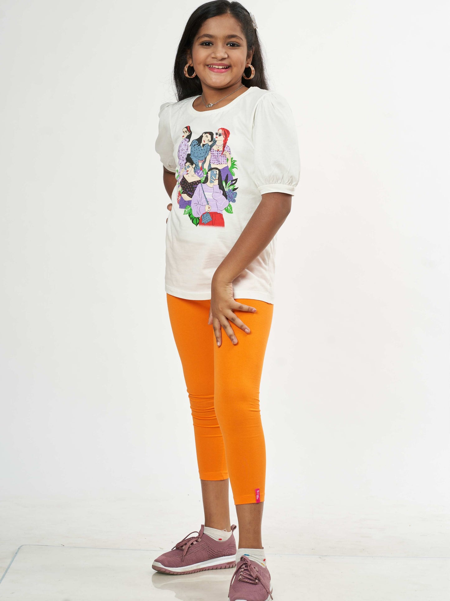 Daily Routine Girls Leggings - Orange | Ankle Length