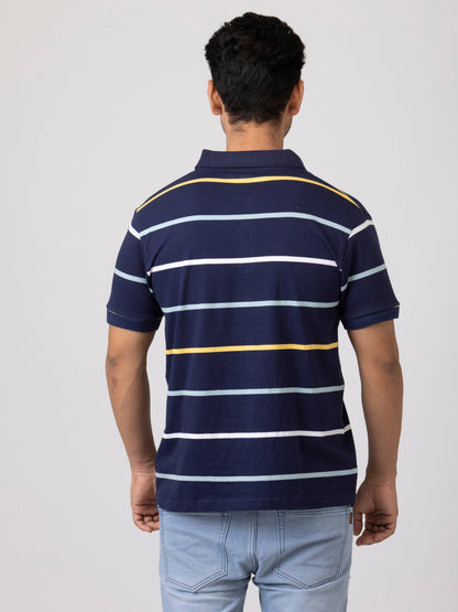 Stripe Vibe Modern & Comfortable 100% Cotton Mens Collar T-Shirt