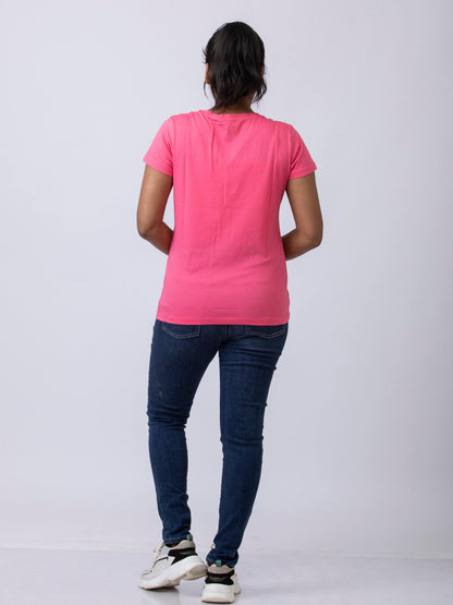 Soft & Premium Women's Cotton T-Shirt - Pink Blossom
