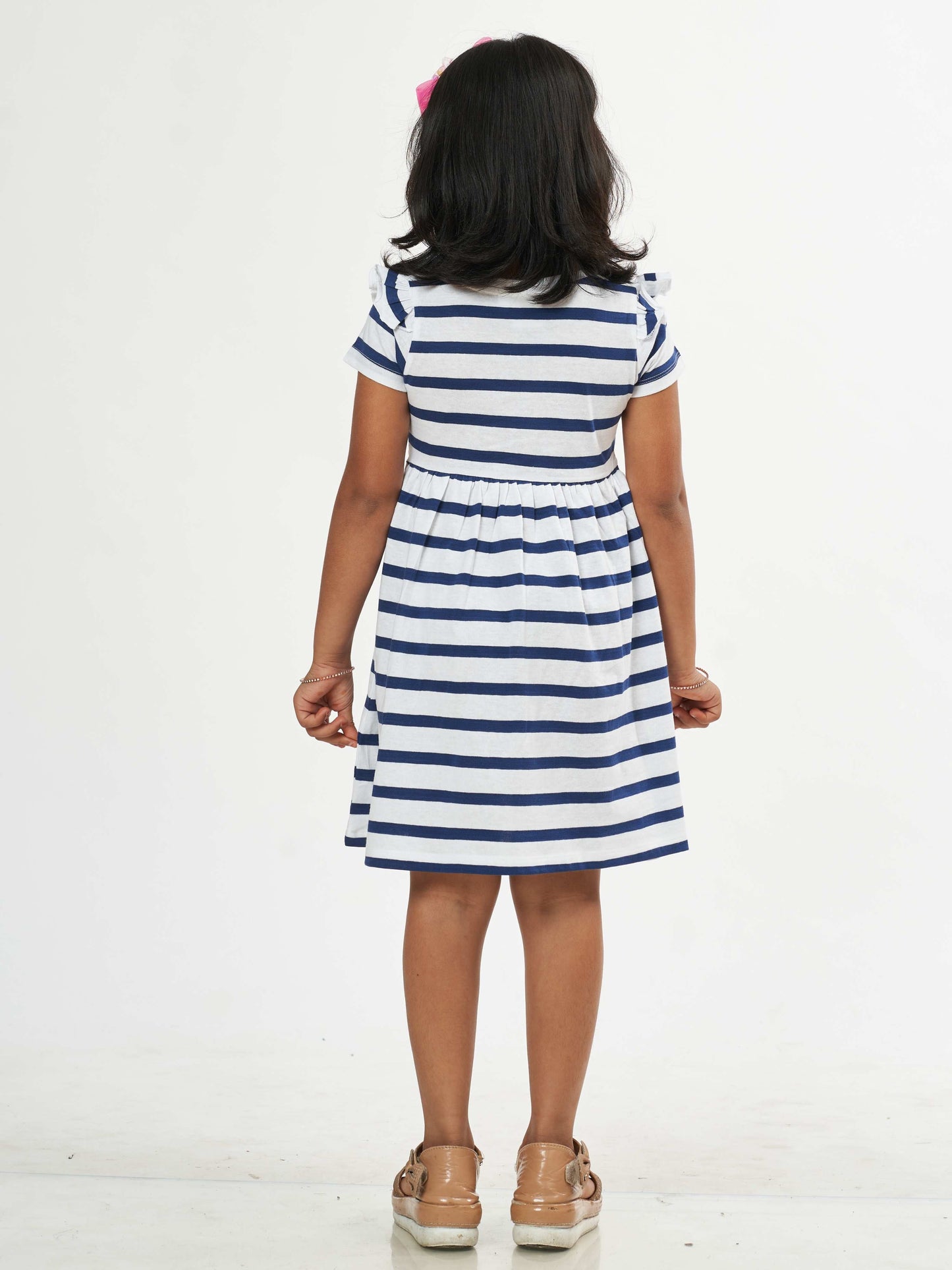 Joyful Girls Premium Cotton Frocks - Blue Stripes