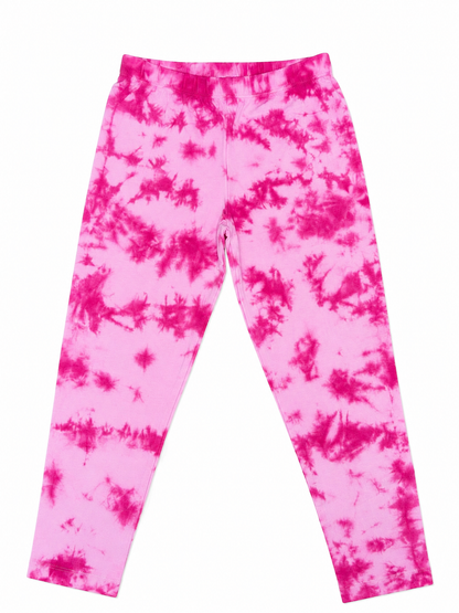 Pink Blossom Girls Tie & Dye Leggings | Ankle Length