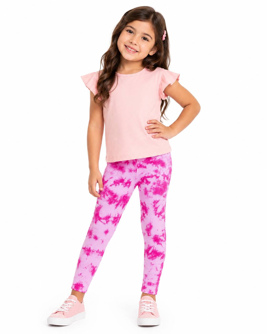 Pink Blossom Girls Tie & Dye Leggings | Ankle Length