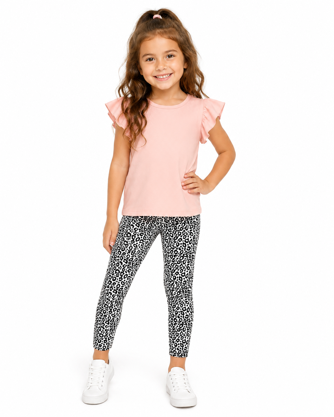 Snow Leopord Girls Printed Leggings | Ankle Length
