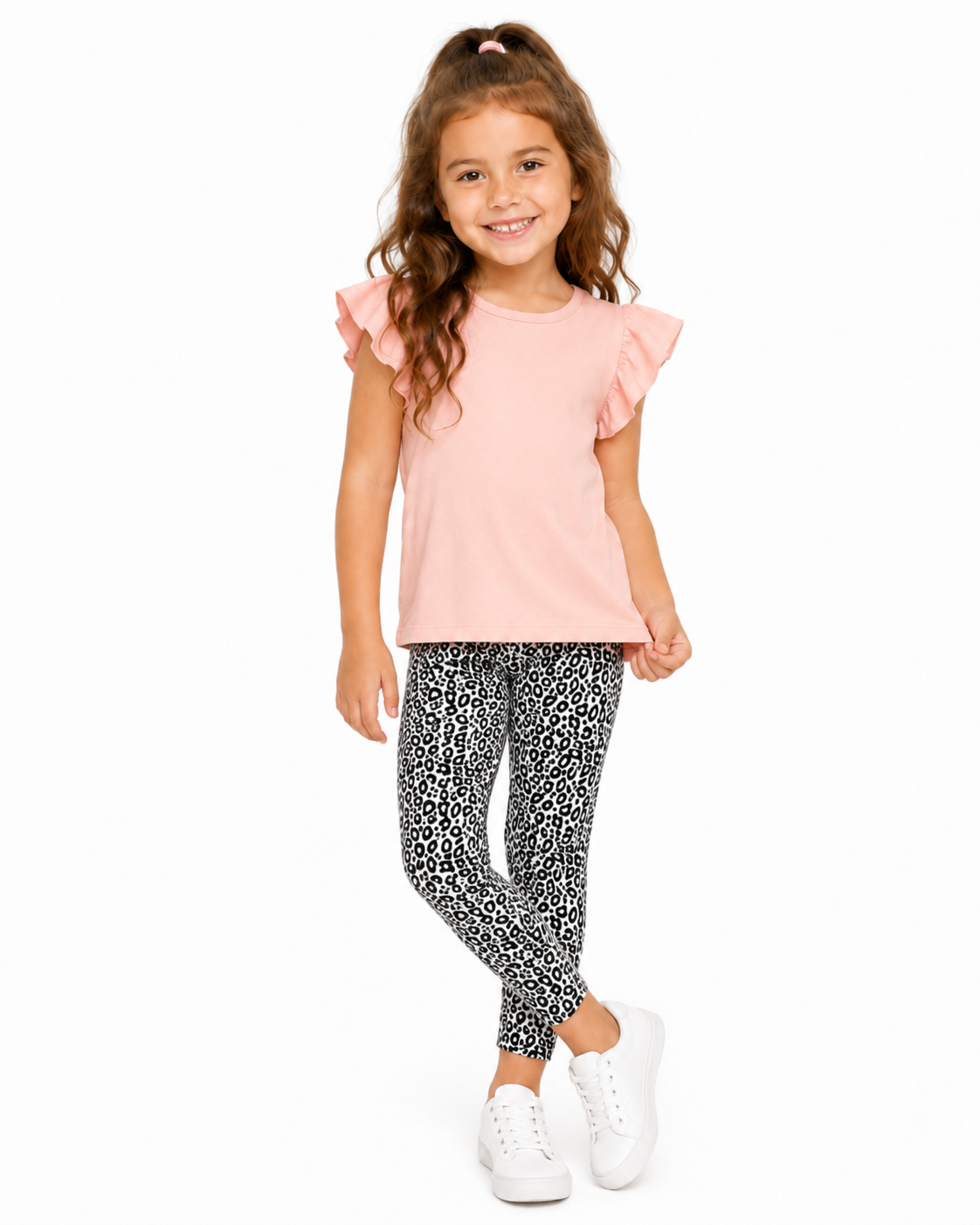Snow Leopord Girls Printed Leggings | Ankle Length