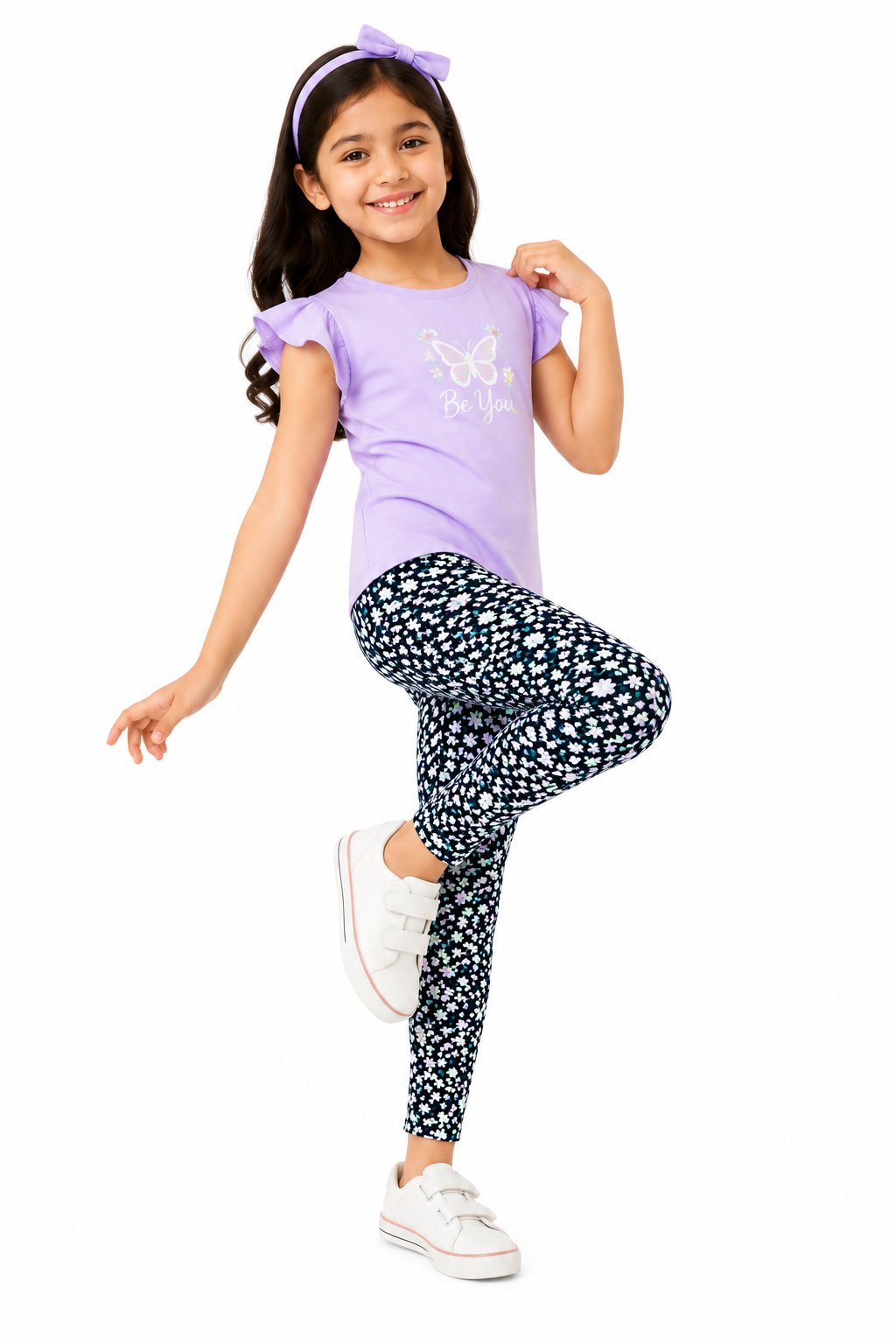 Midnight Floral Girls Printed Leggings | Ankle Length