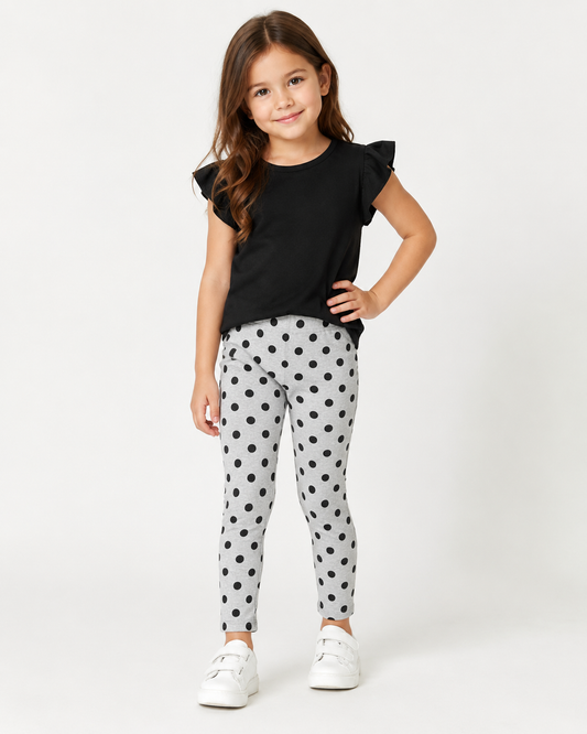 Dot Charm Girls Leggings | Ankle Length
