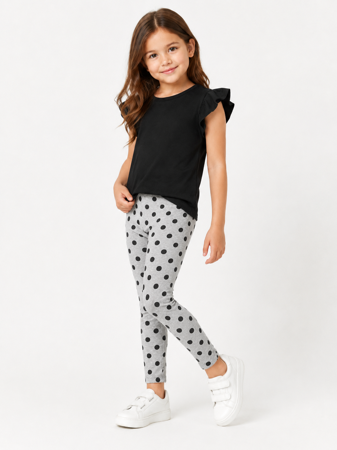 Dot Charm Girls Leggings | Ankle Length