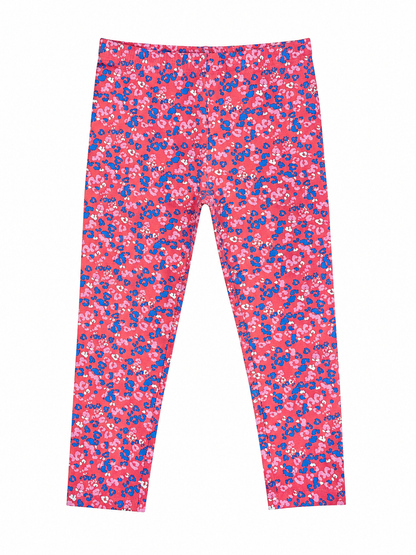 Coral Bloom Girls Printed Leggings | Ankle Length