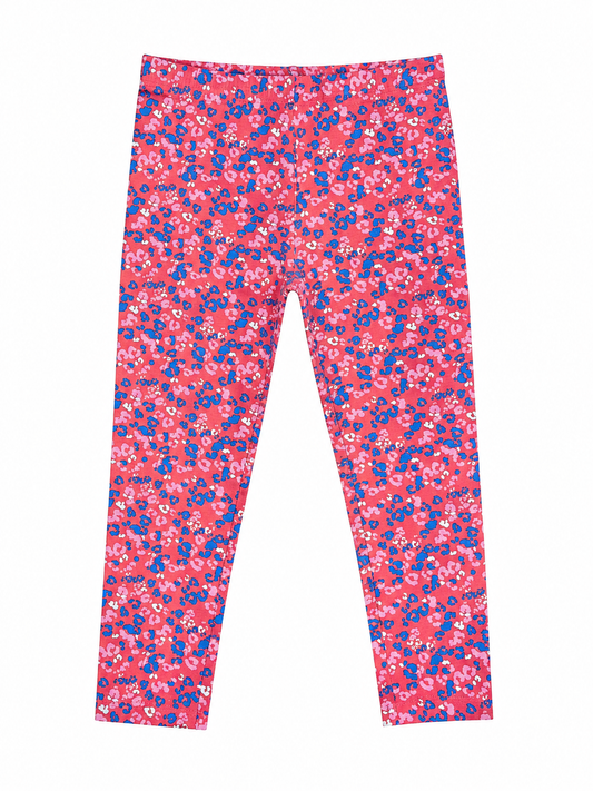 Coral Bloom Girls Printed Leggings | Ankle Length