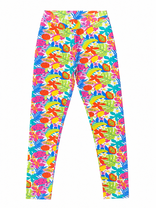 Tropical Splash Girls Leggings | Full Length