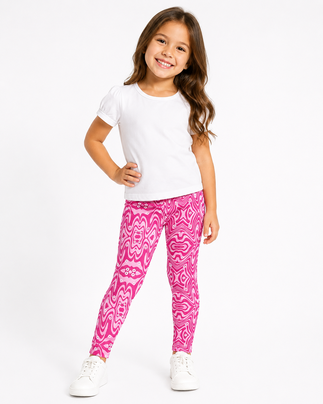 Daisy Swirl Girls Leggings | Full Length