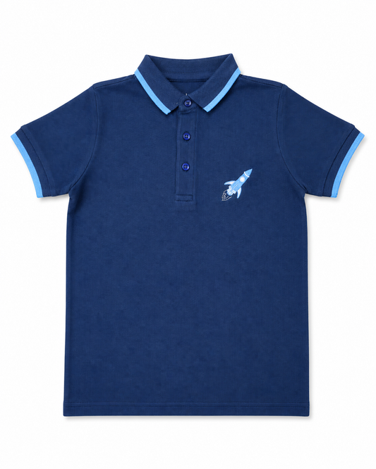 Rocket Rider - Boys Polo T-Shirt | Navy
