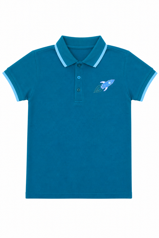 Rocket Rider - Boys Polo T-Shirt | Turquoise