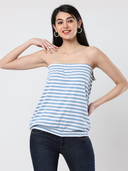Women's Tube top - Blue/White Stripes