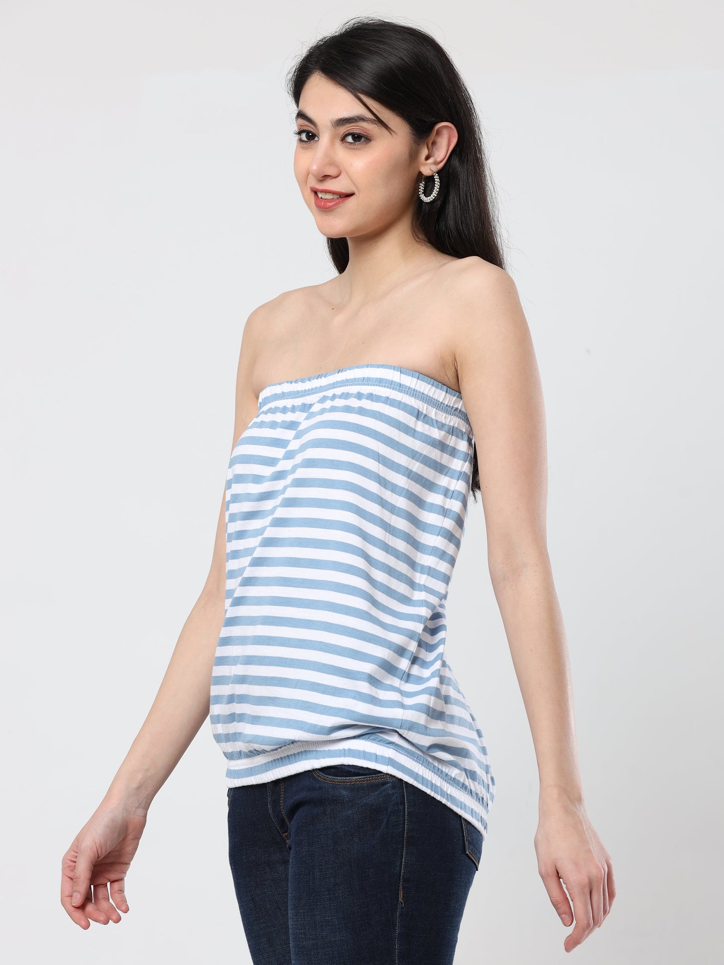 Women's Tube top - Blue/White Stripes