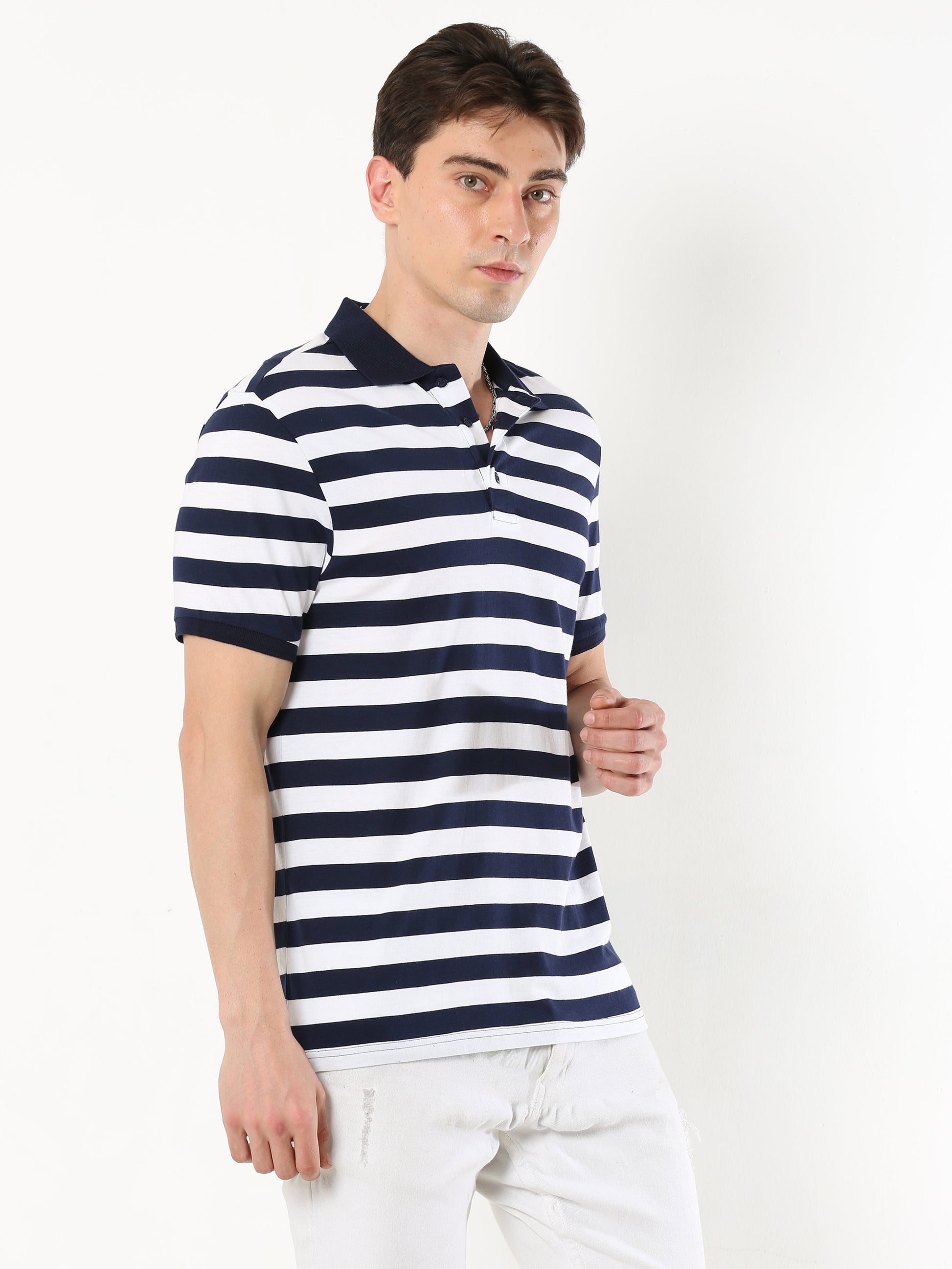 Casual Yarn Dyed - Men's Premium Collar T-Shirt