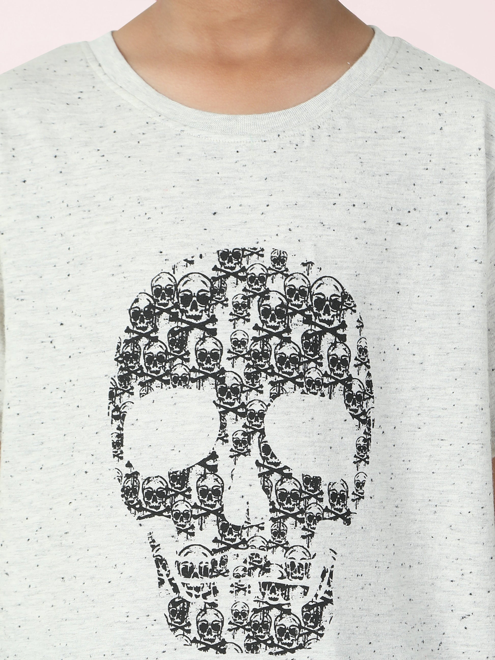 Skull Boys T-Shirt - Ecru Melange