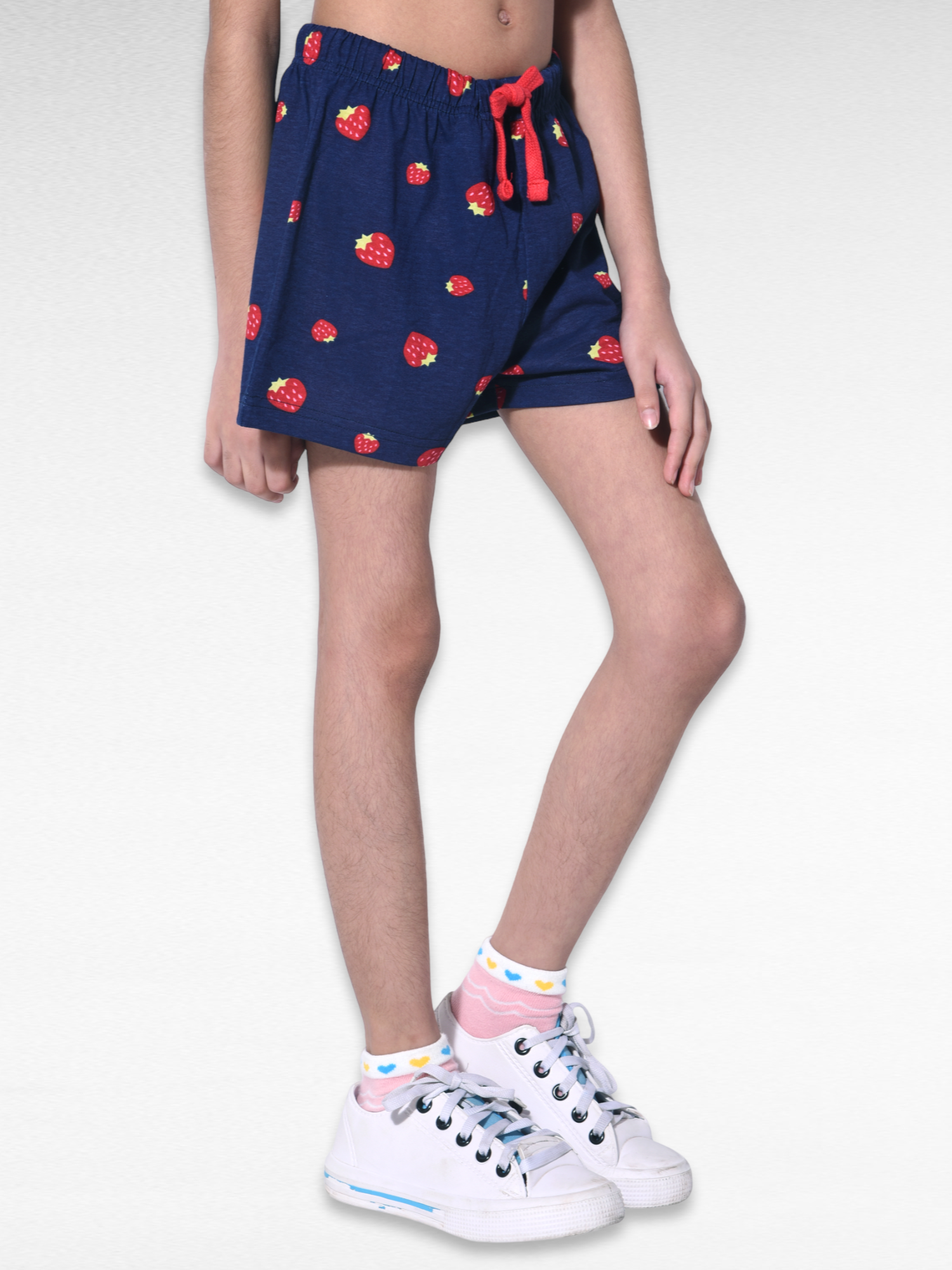 Girls Cute Strawberry Shorts - Navy