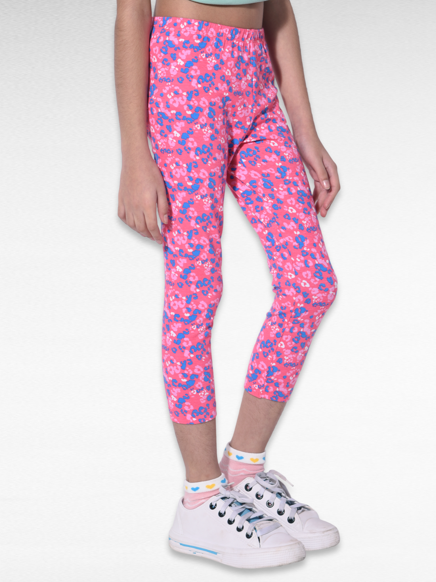 Pink Flower Girls printed leggings