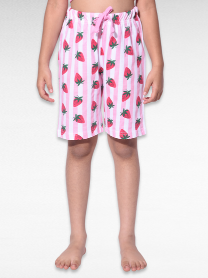 Girls Cute Strawberry Shorts - Pink